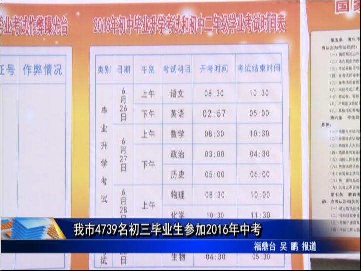 我市4739名初三畢業生參加2016年中考
