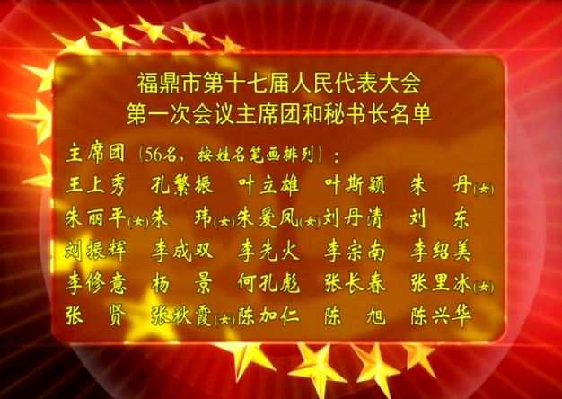 福鼎市第十七屆人民代表大會第一次會議主席團第一次會議