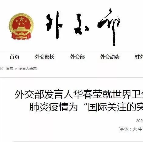 世衛(wèi)組織將疫情列為國際關(guān)注的突發(fā)公共衛(wèi)生事件，外交部、國家衛(wèi)健委回應(yīng)
